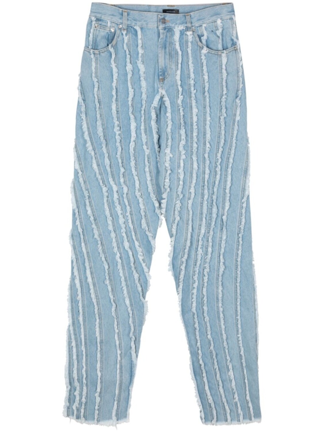 

Mugler джинсы с бахромой и вставками, синий