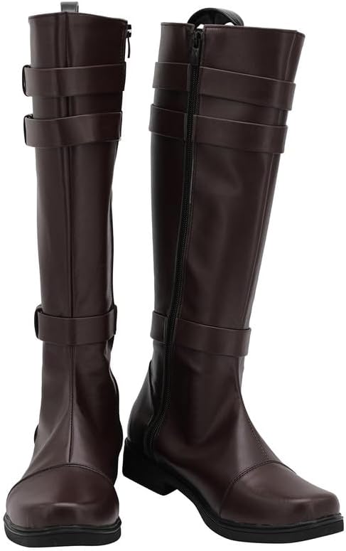 

Костюмные сапоги для взрослых мужчин, рыцарь-сила, косплей, кожаные коричневые сапоги до колена Roeutoo