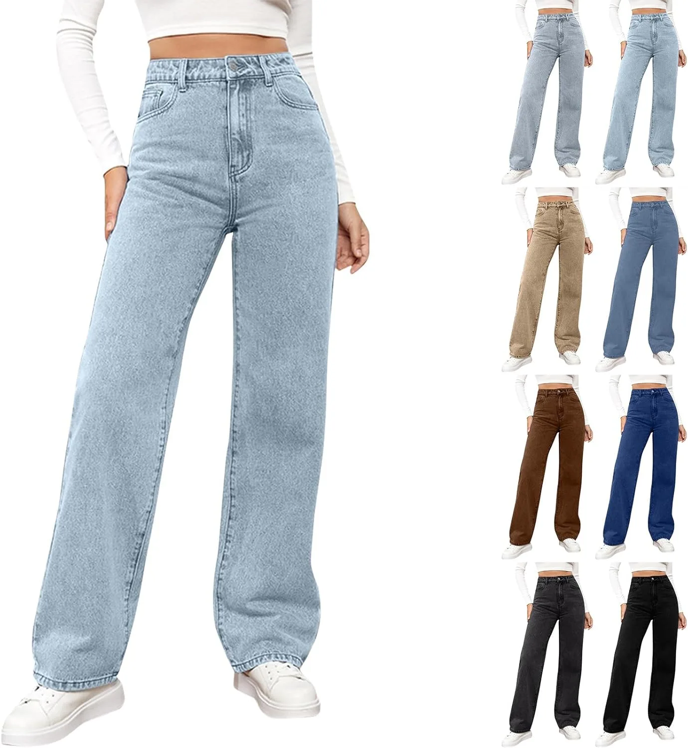 

Прямые джинсы для женщин High Waisted Stretchy Boyfriend Rikbuig