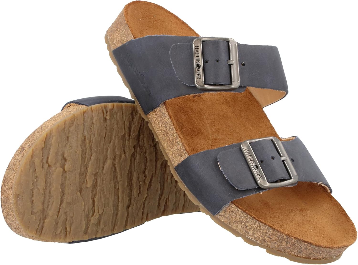 HAFLINGER Andrea Elegant кожаные сандалии с резиновой подошвой и корковой латексной стелькой Unisex, Country Marine 1722 — фото 2