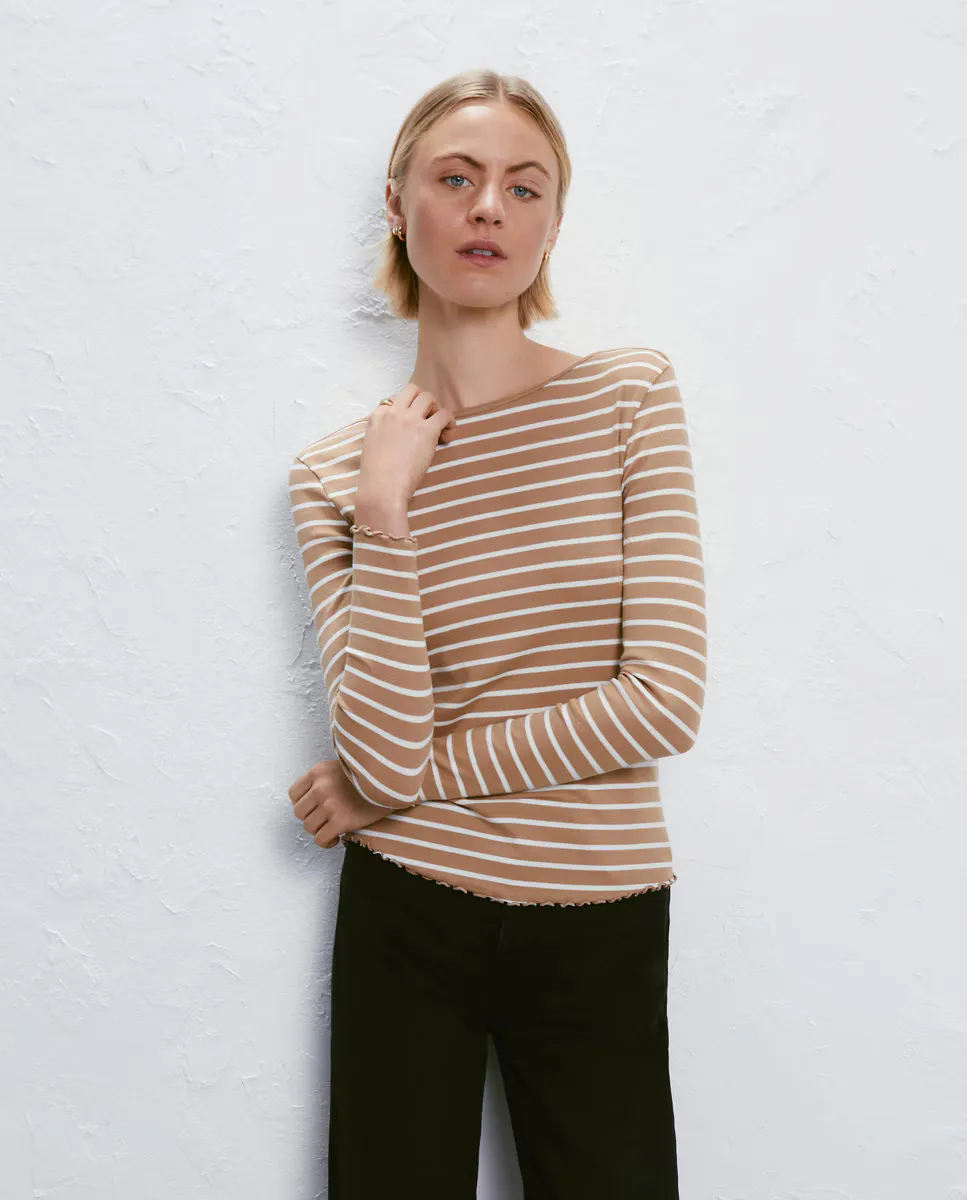 

Женская футболка с вырезом «лодочка» Easy Wear, коричневый