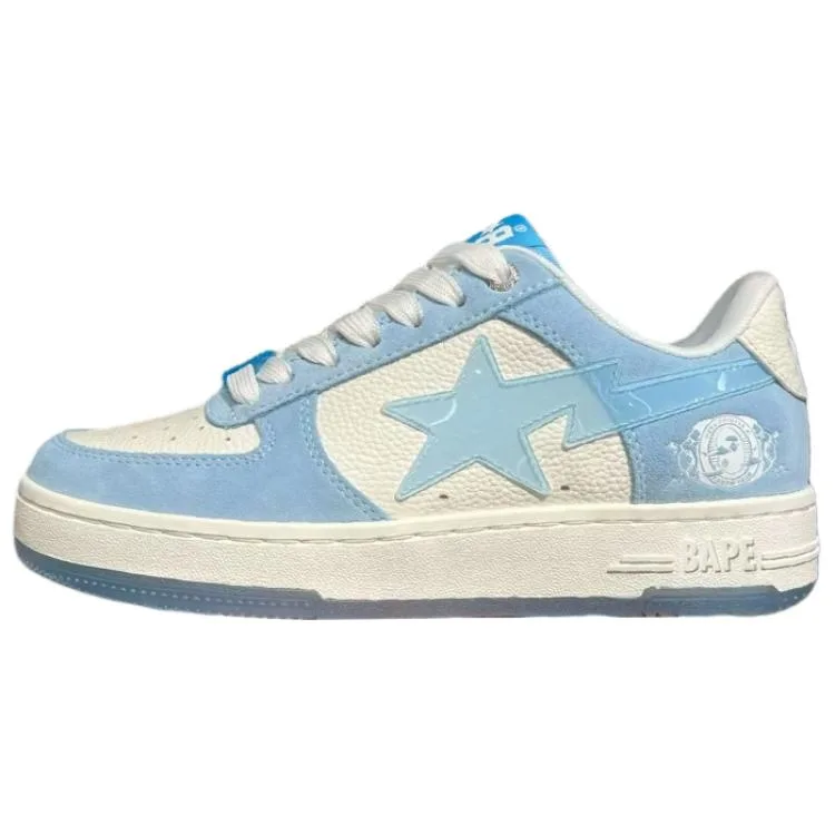 A BATHING APE STA ICY Frozen Monkey Low top Skateboard Shoes Unisex White Blue