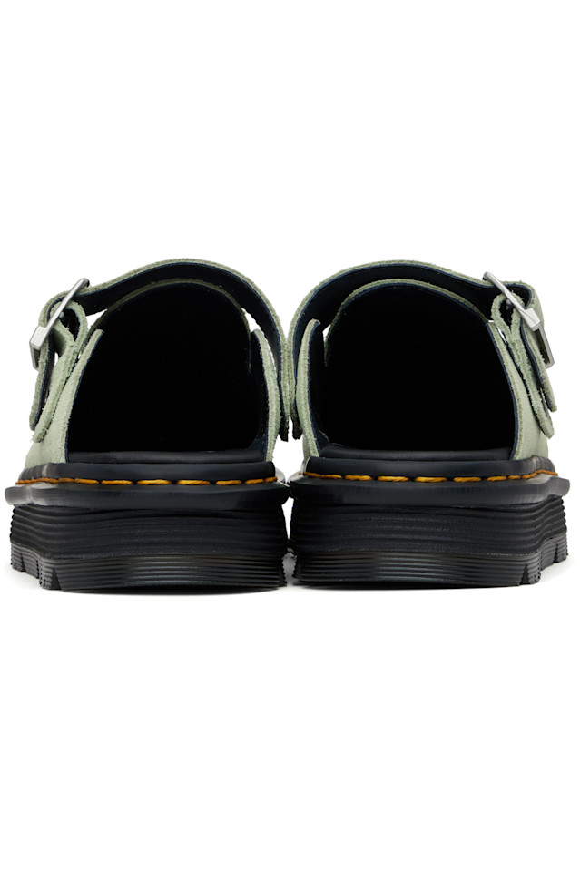 Зебзаг замшевые лоферы на платформе с открытой пяткой Dr. Martens, зеленый — фото 2