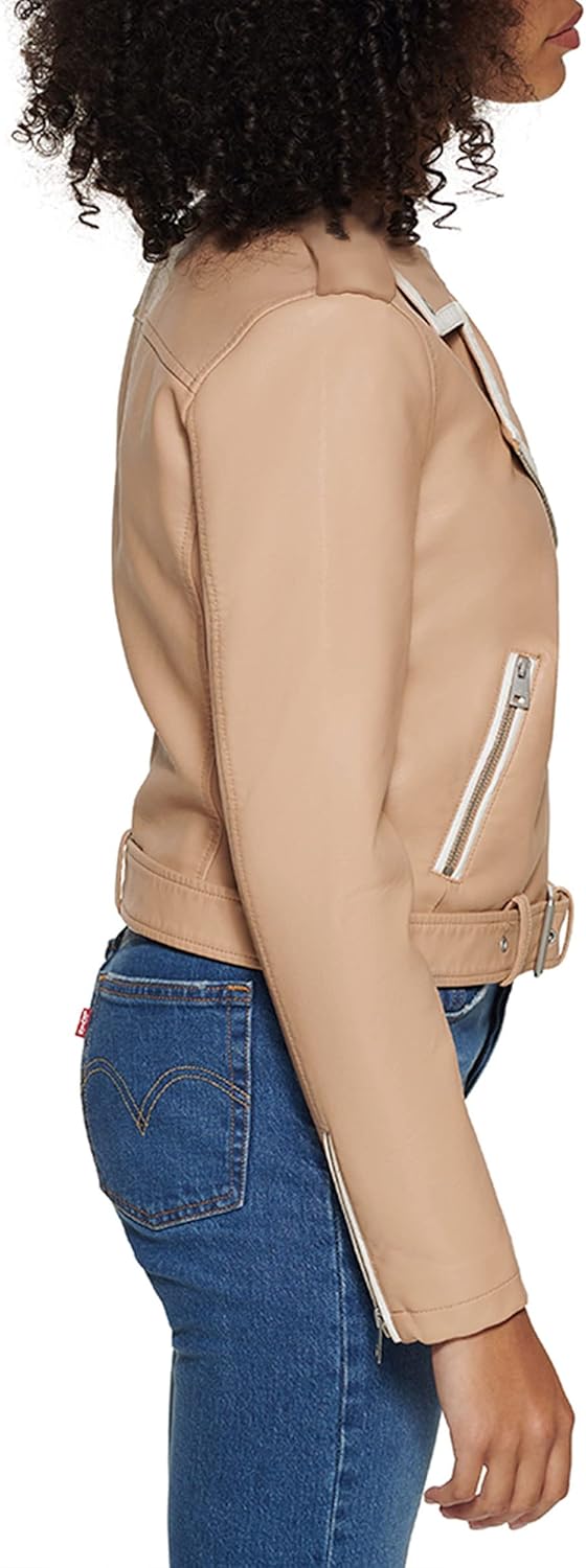 Женская куртка-косуха Levi's с поясом из искусственной кожи, коричневый/кремовый — фото 3