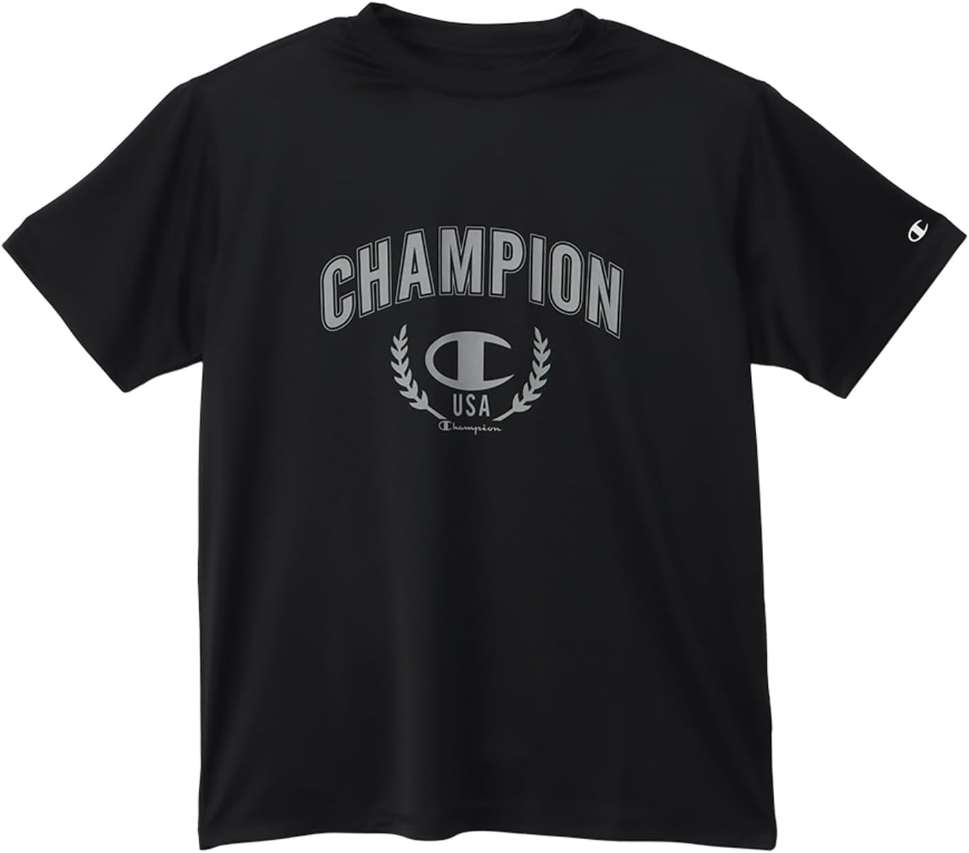 

Мужская футболка Champion с коротким рукавом, круглый вырез, антибактериальная, влагоотводящая, быстросохнущая, с графическим логотипом, спортивная, C3-ZS302, черный