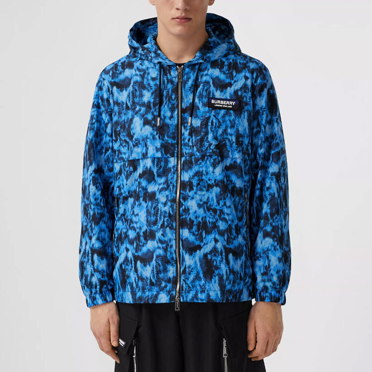 Куртка Burberry мужская с капюшоном, логотипом Letter, темно-синий — фото 3