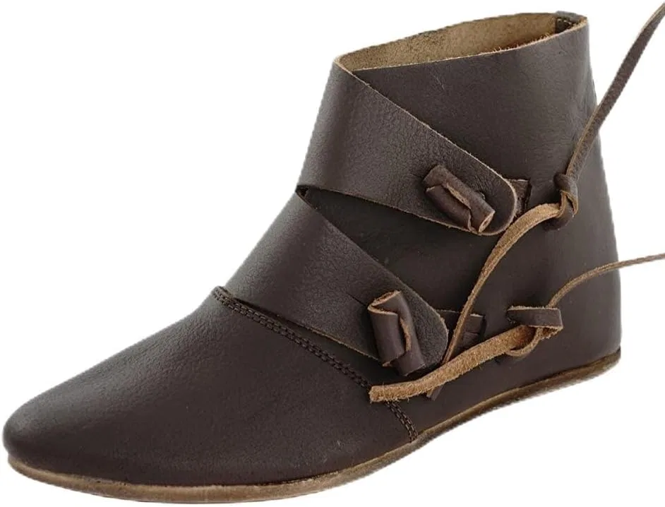 CP-Schuhe Средневековые полуботинки с застежками-пуговицами, обувь викингов, темно-коричневые