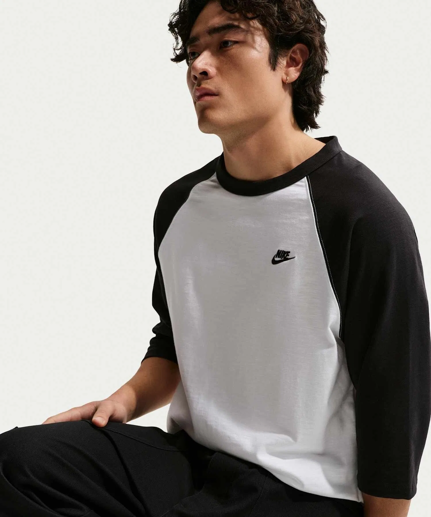 Мужская футболка с рукавом 3/4 Nike Sportswear Club чёрная — фото 3