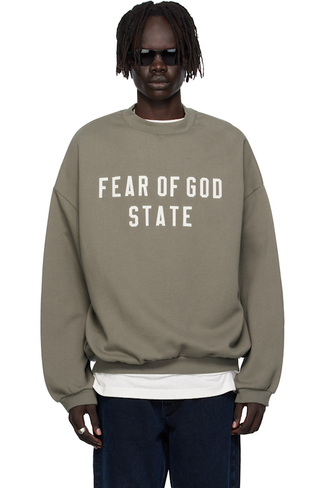 

Fear Of God Essentials Серая флисовая толстовка с круглым вырезом в стиле 90-х, Серый, Fear Of God Essentials Серая флисовая толстовка с круглым вырезом в стиле 90-х