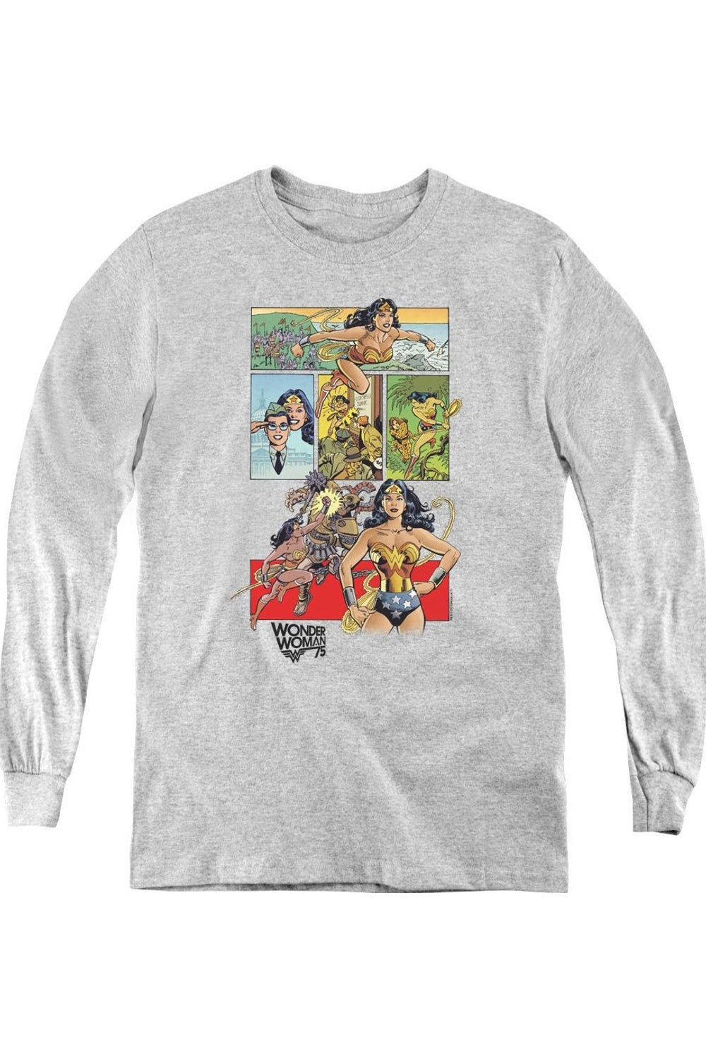 

Футболка с длинным рукавом Wonder Woman WW75 Comic Page для молодежи Gildan, Athletic Heather
