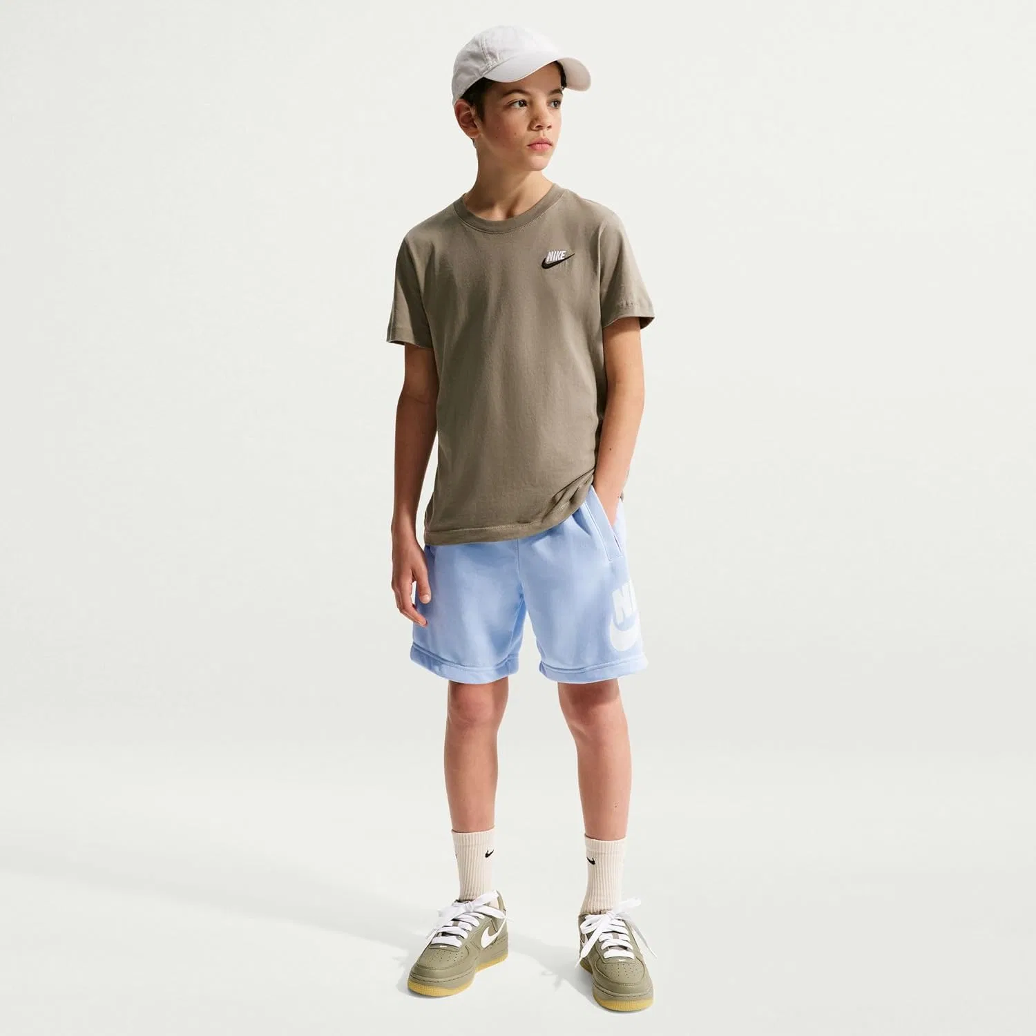 Шорты спортивные Nike Club Fleece French Terry, Hydrogen Blue/White