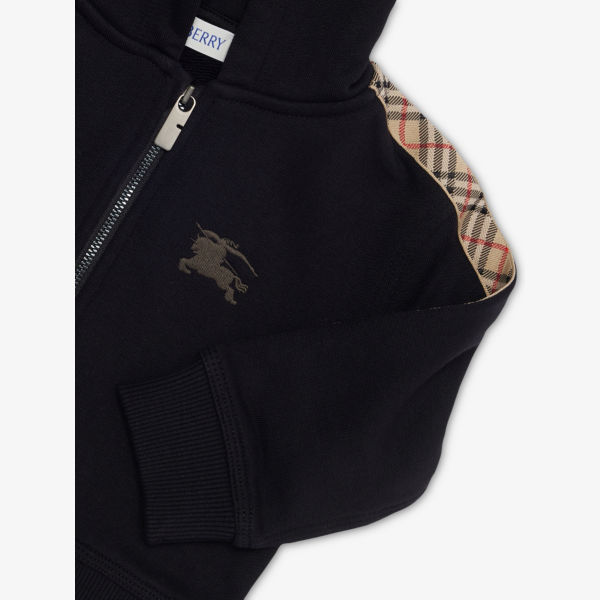 Худи Burberry Clyde с клетчатыми вставками, черный — фото 2