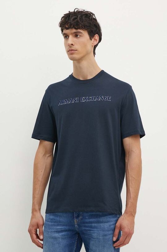 

Хлопковая футболка Armani Exchange, темно-синий