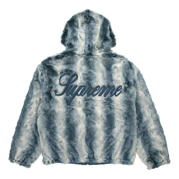 

Куртка faux fur reversible hooded jacket 'teal white' Supreme, мультиколор