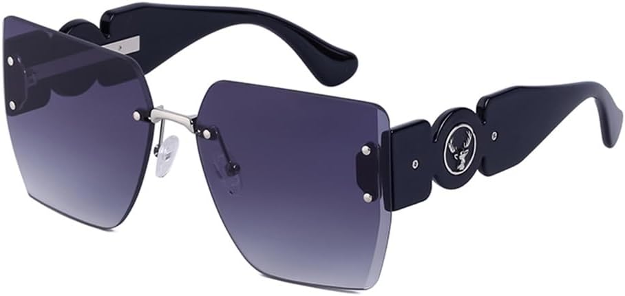 

Большие безободковые солнцезащитные очки для женщин и мужчин, безрамочные солнцезащитные очки для женщин, очки в крупной оправе, защита от УФ-излучения UV400 HDUBFY, C2 Black Double Gray