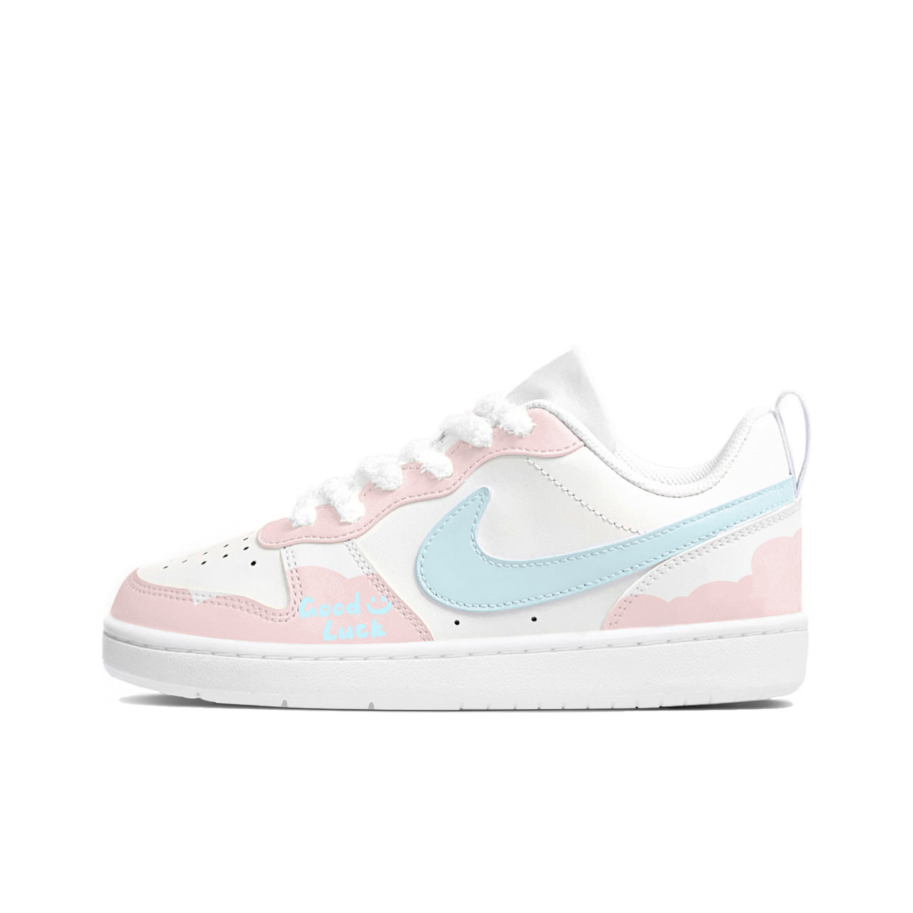 

Детские скейтерские кроссовки Court Borough для младших школьников Nike, белый/синий/розовый