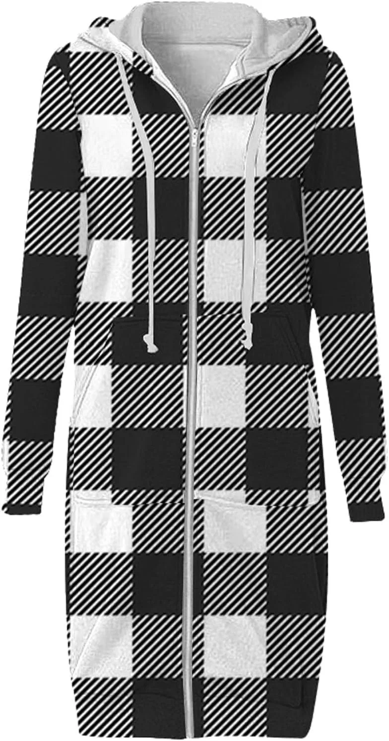 Женская удлиненная худи на молнии, оверсайз, YAOTIAO, 04-black — фото 2