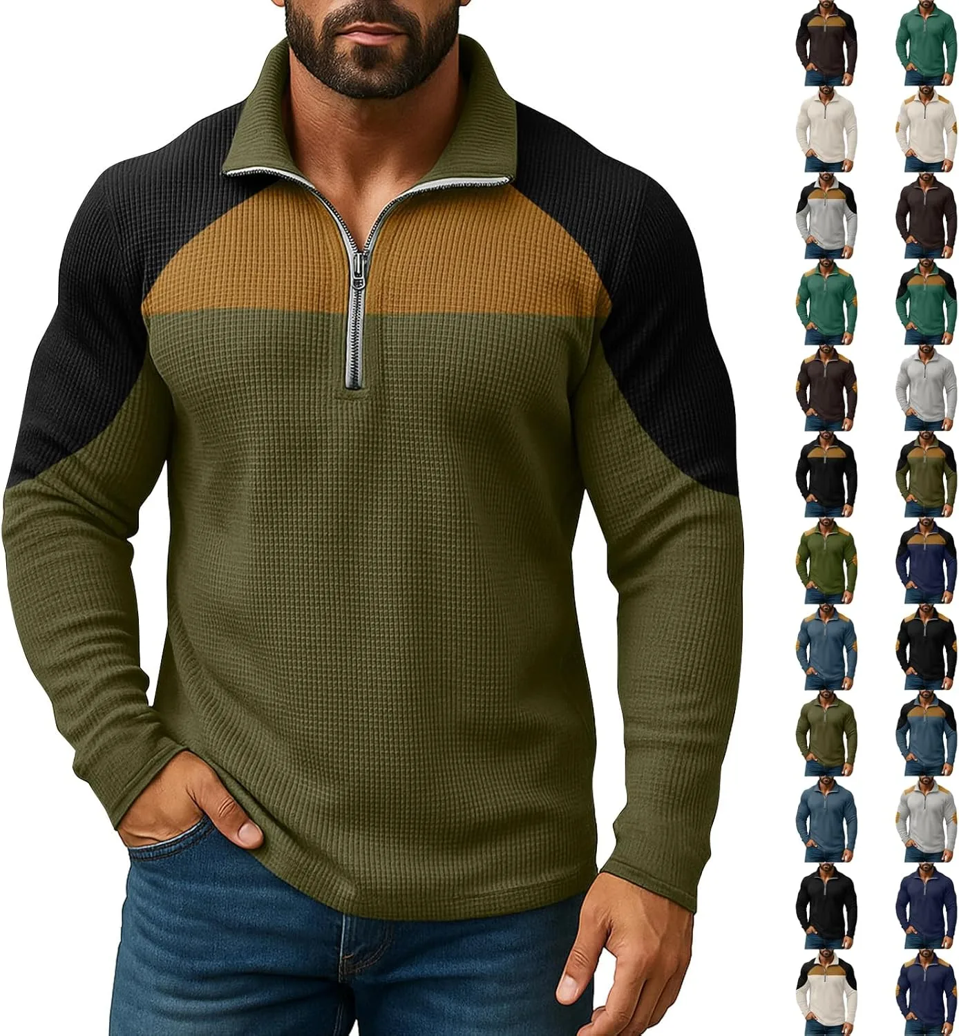 

Длинный поло для мужчин с воротником и цветными блоками tobchonp