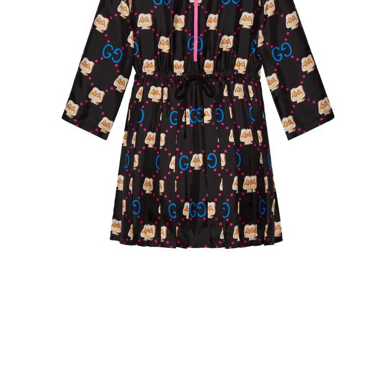 Платье женское Gucci с длинными рукавами, классический крой, черное — фото 3