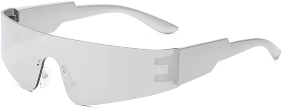 

Солнцезащитные очки без оправы 2027 года для женщин, ретро-очки, зеркальные очки в стиле панк, винтажные очки для вечеринки в стиле стимпанк MTZJH, Silver