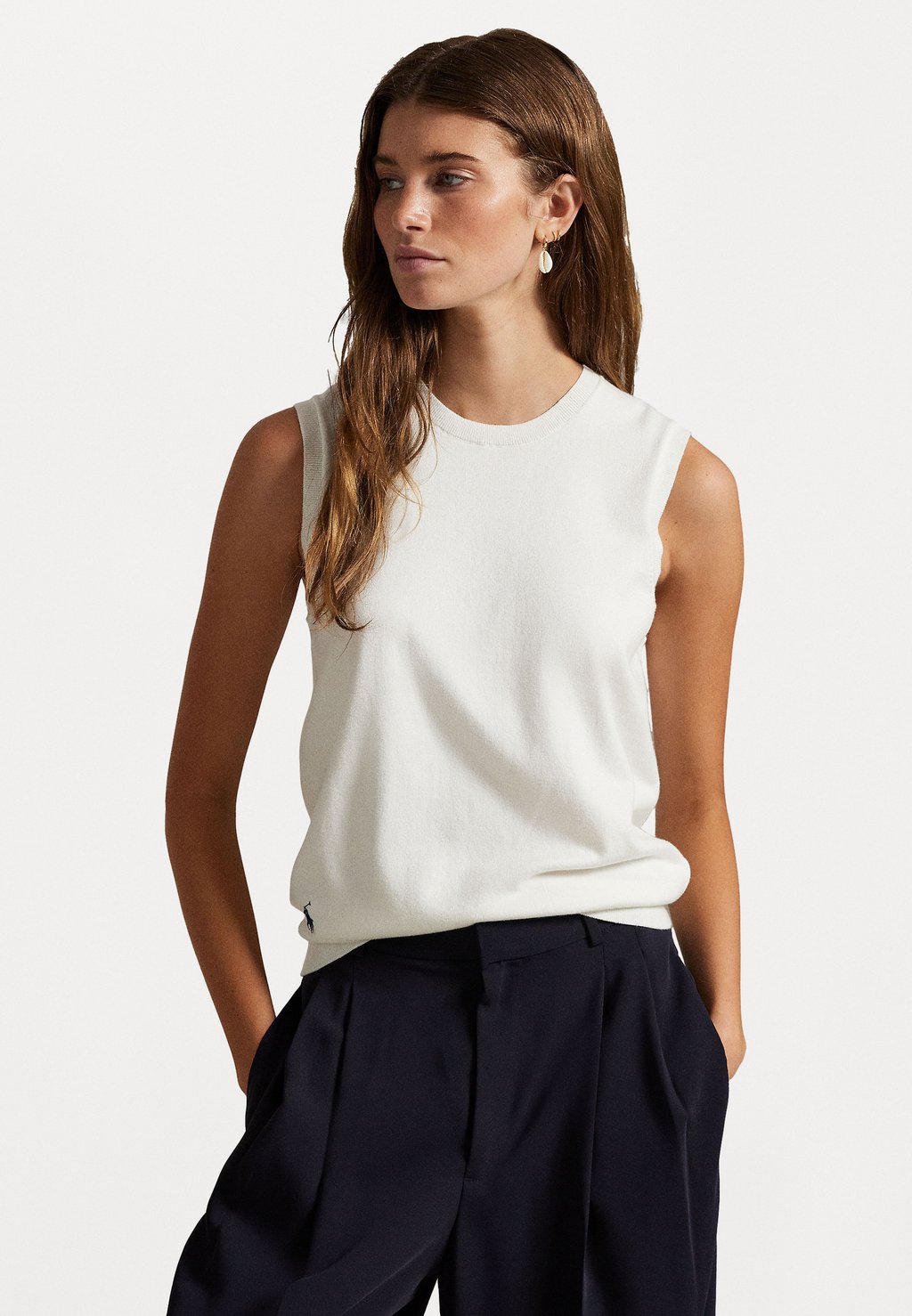 

Топ SLEEVELESS CREWNECK SWEATER Polo Ralph Lauren, слоновая кость