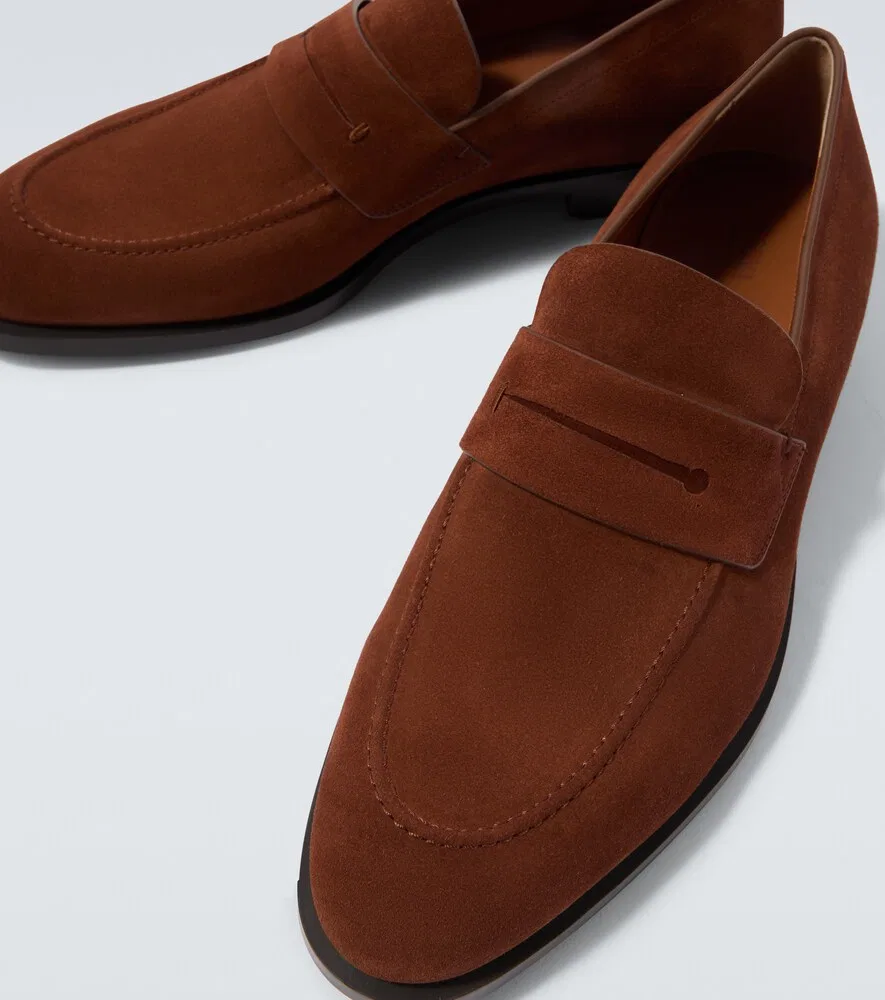 Замшевые лоферы Zegna, коричневый — фото 3