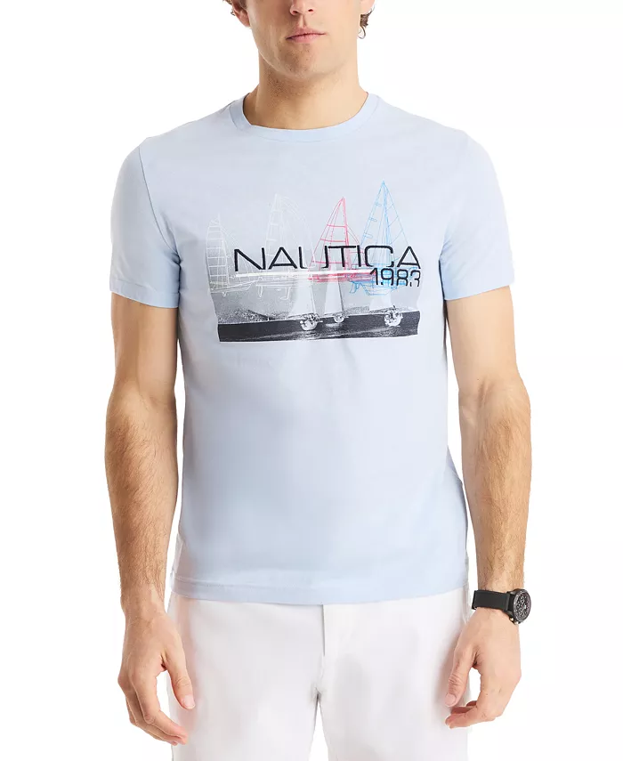 

Мужская футболка с коротким рукавом 1983 с принтом Nautica, синий