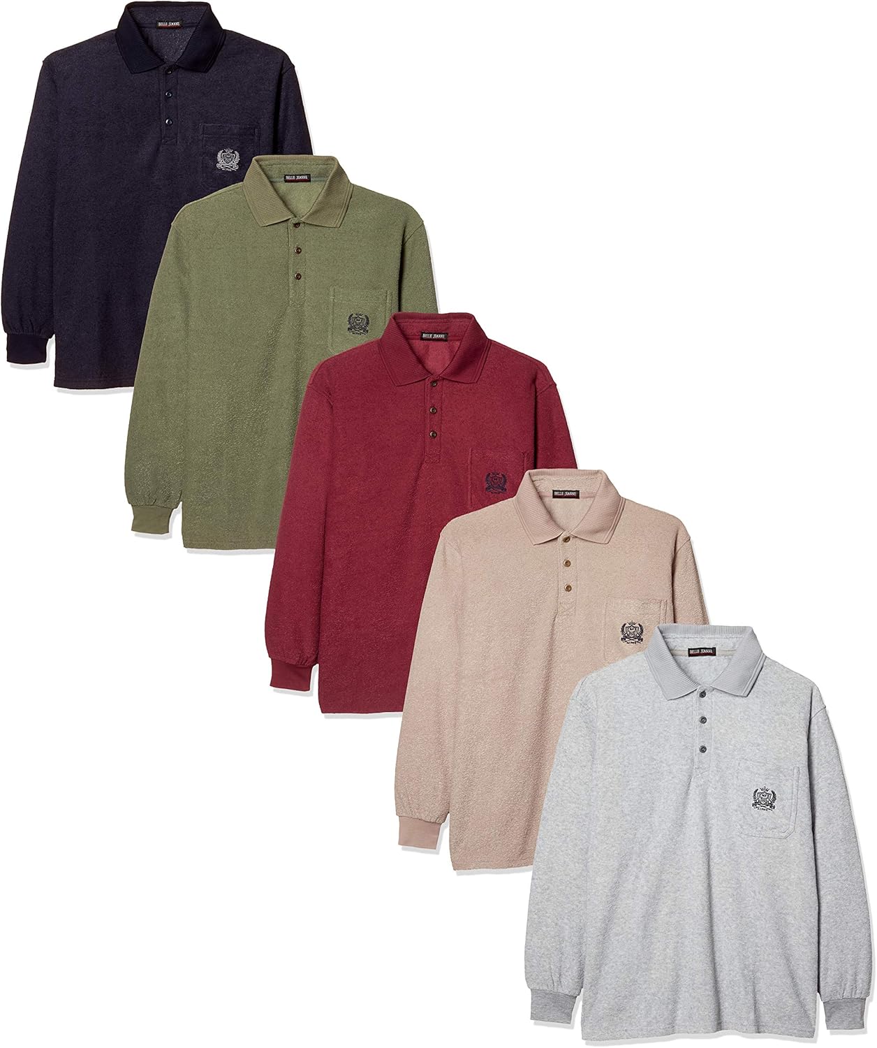 

Мужские поло Belluna, сшитые из материалов, которые использовал папа (комплект из 5 цветов), белый/темно-синий