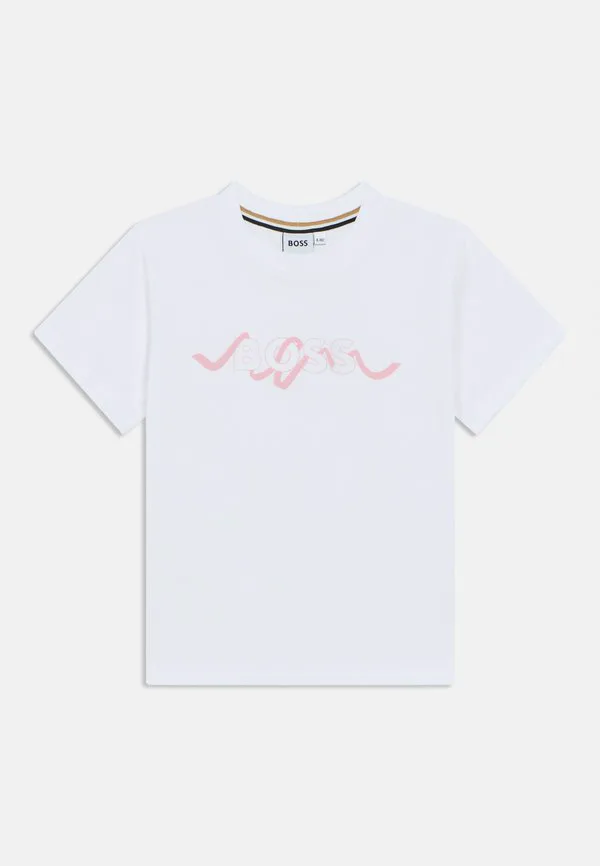 Детская/Подростковая футболка с короткими рукавами и принтом Boss Kidswear, White