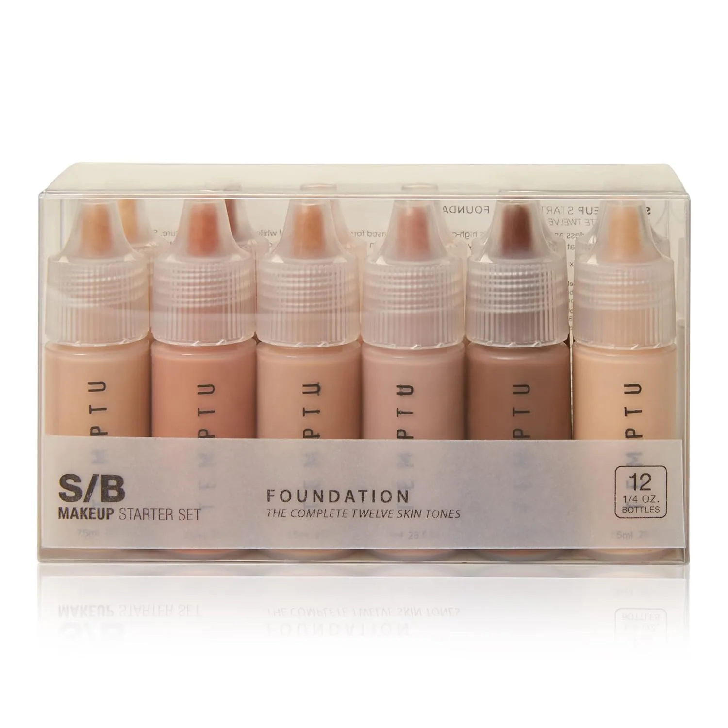 TEMPTU S/B Silicone-Based Airbrush Foundation: профессиональный жидкий макияж длительного ношения, от легкого до полного покрытия, для увлажненного сияния и сияющего финиша, 12 флаконов: стартовый набор, 7 мл, 12 Shades — фото 2