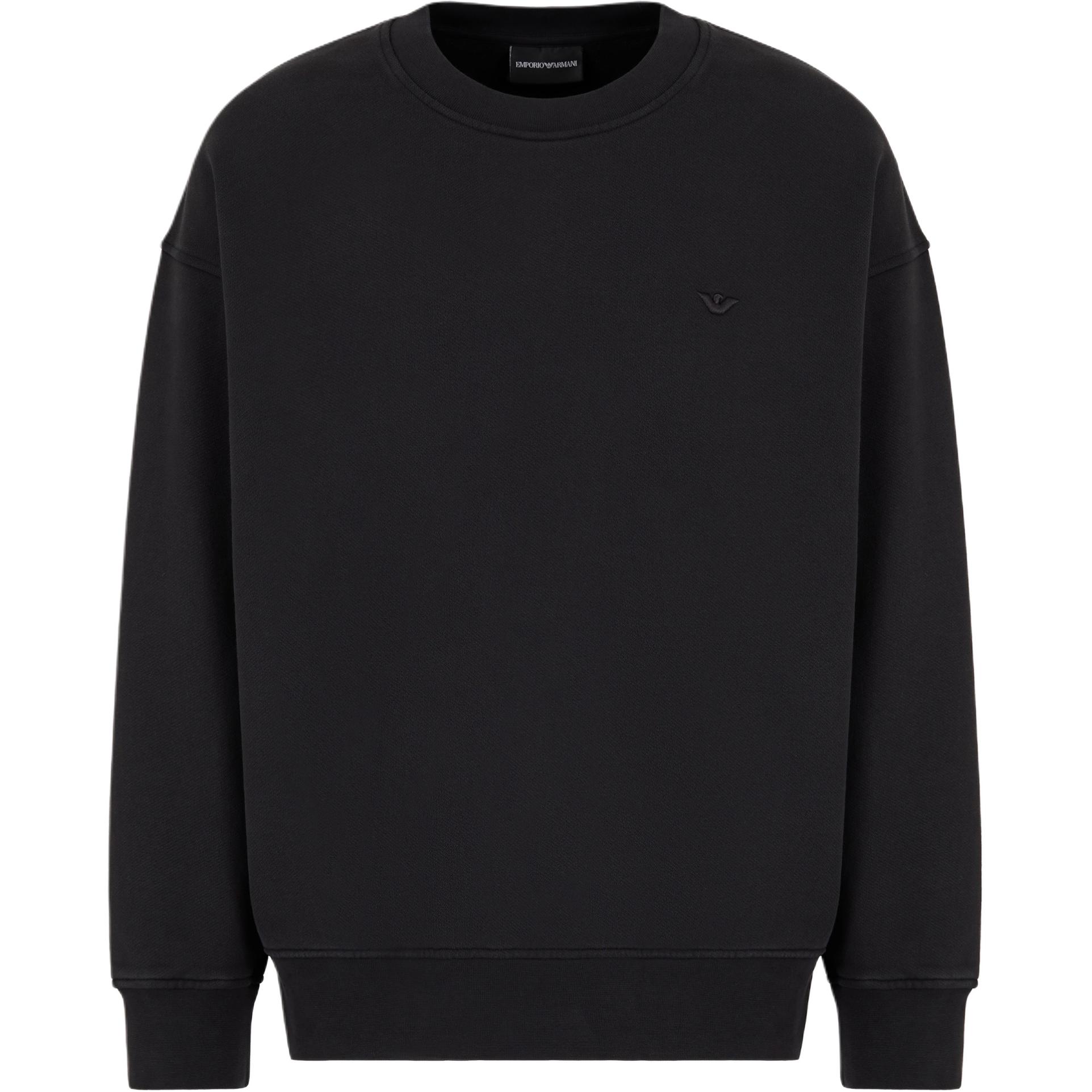 Loose fit Jersey Sweatshirt With Super embossed Logo Embroidery EMPORIO ARMANI, черный — фото 3