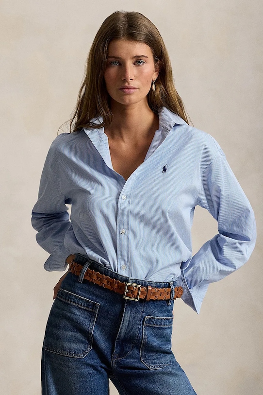 

Хлопковая рубашка Polo Ralph Lauren, синий