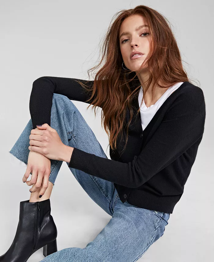 

Женский миниатюрный кардиган из 100% кашемира Charter Club, черный