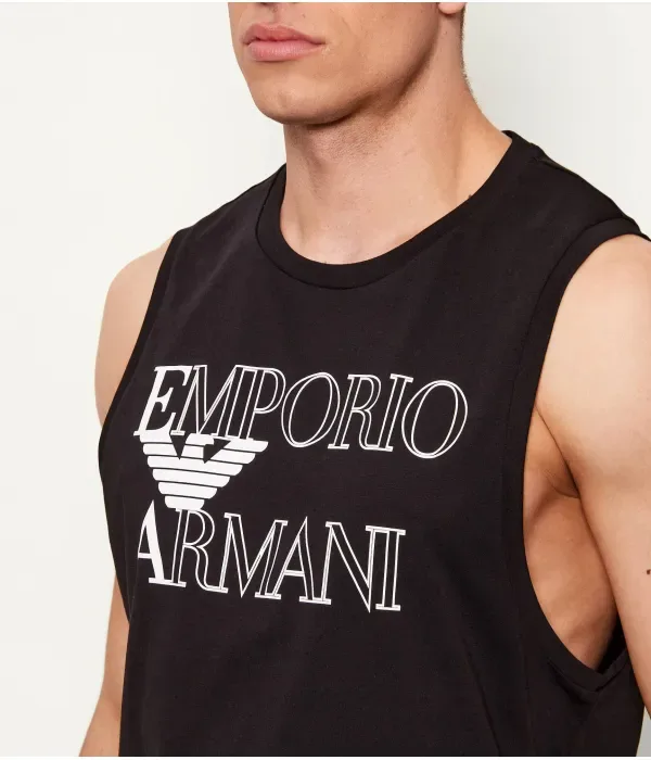 Майка regular fit Emporio Armani, черный — фото 4