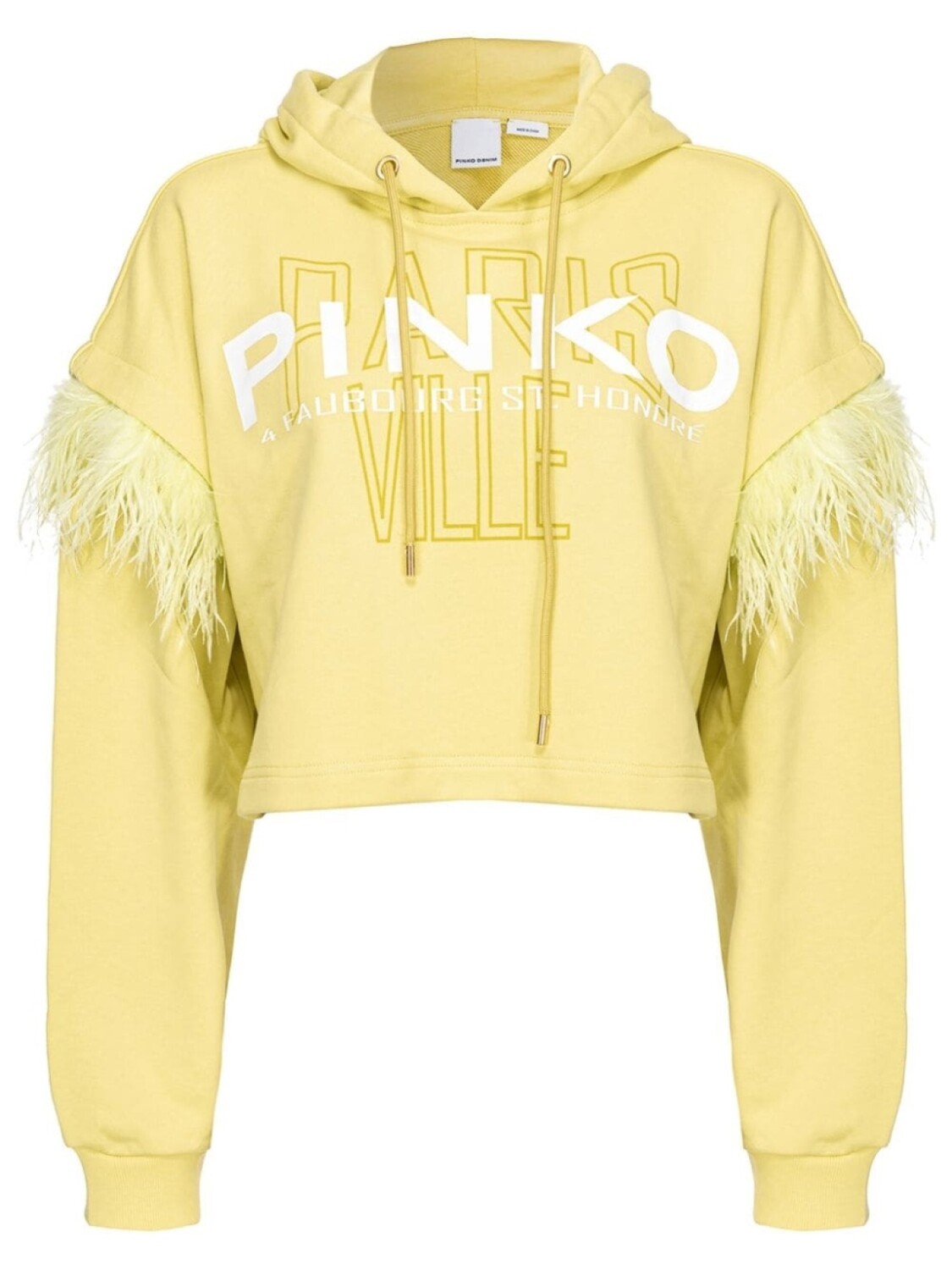 

PINKO укороченное худи с перьями, желтый