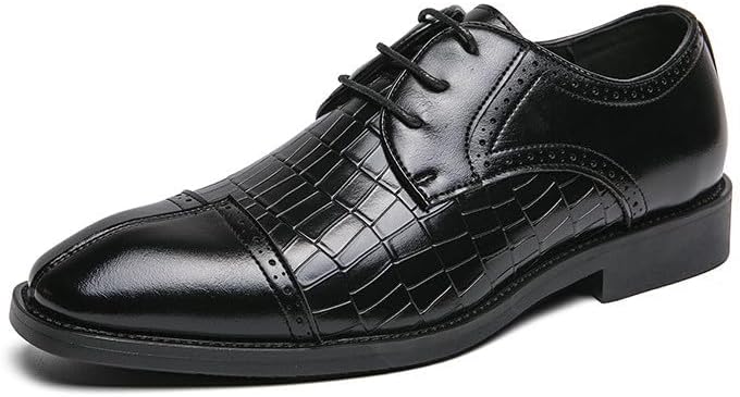 

Мужские кожаные туфли Santimon с крокодиловым узором, шнуровкой иоксфорды для деловых встреч, свадеб и официальных мероприятий, дерби, черный
