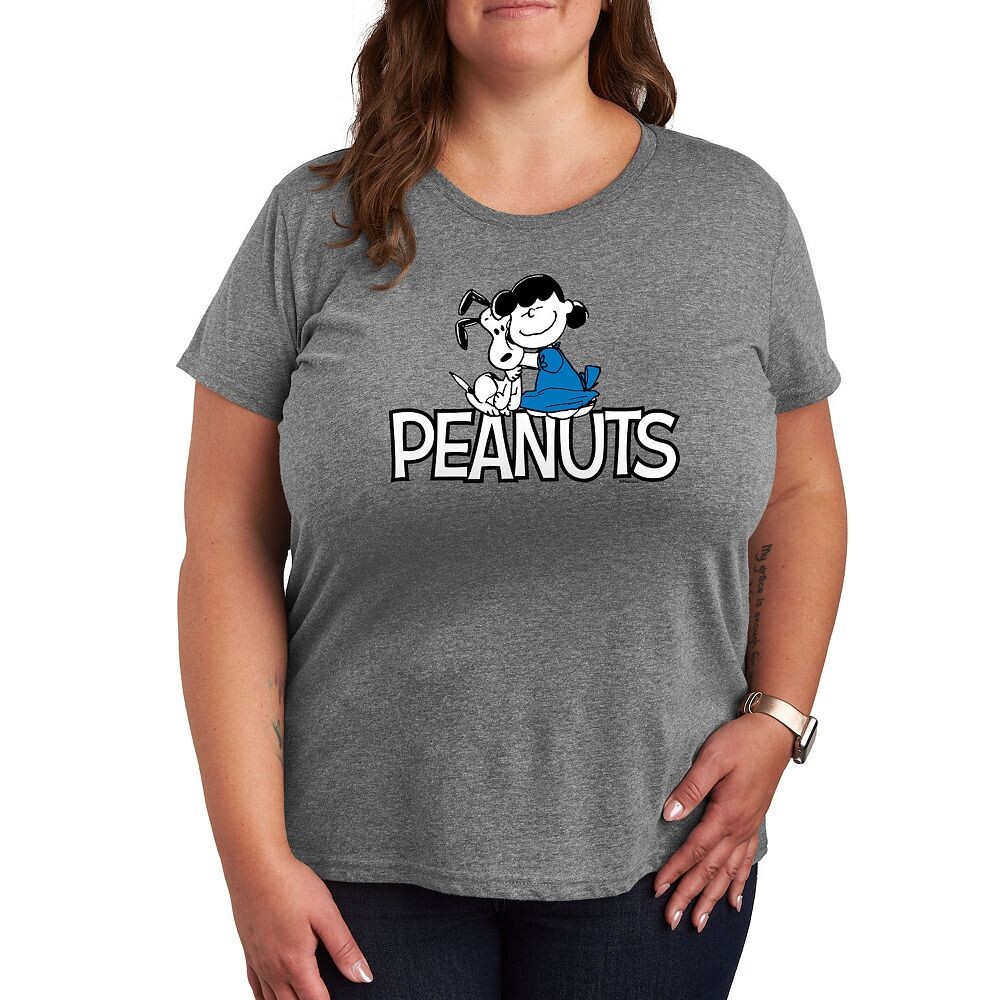 

Футболка с логотипом Plus Peanuts Snoopy And Lucy Licensed Character, цвет Heather Gray