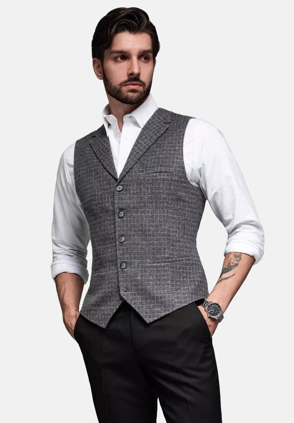 

Жилет CHECKED WITH COLLAR Ombre, черный