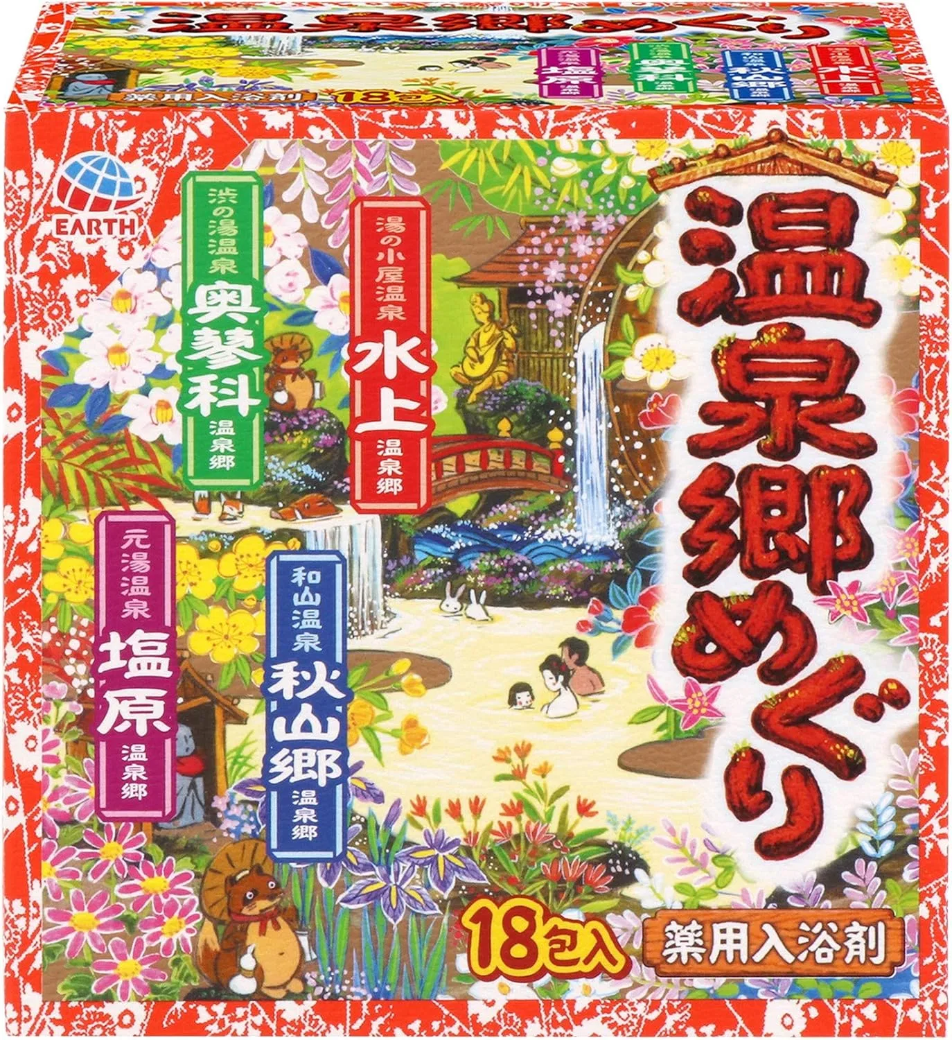 Набор солей для ванн Yumeguri Japan Hot Spring, 30 г, 18 шт. A tour of great hot springs, Okutateshina, Minakami, Shiohara, Akiyamago