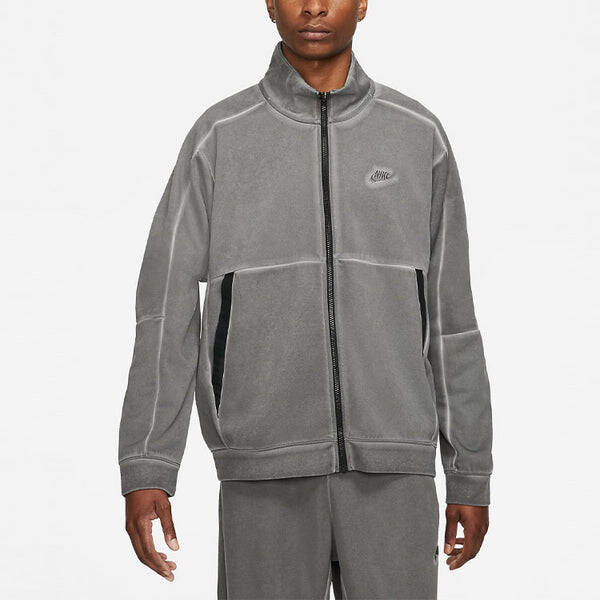 Куртка Nike Sportswear Embroidered Logo Knit Sports Jacket Gray, мультиколор — фото 3