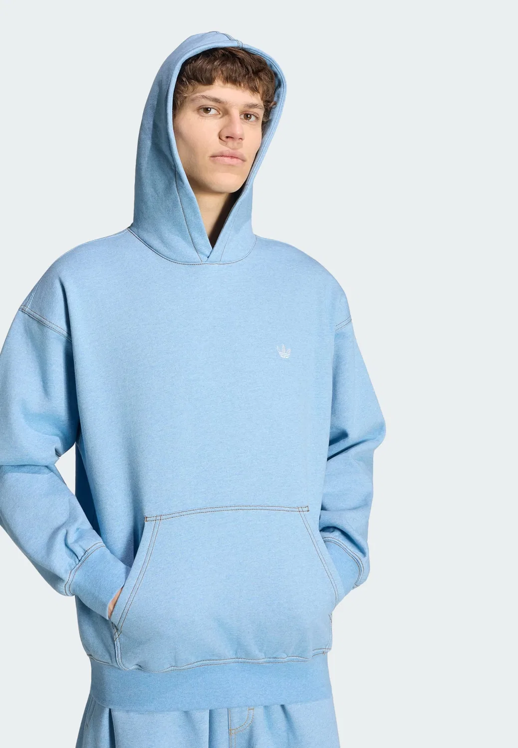 Толстовка Adidas Originals Trefoil Essentials светло-голубого цвета — фото 4