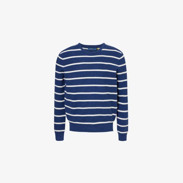 

Полосатый хлопковый джемпер с длинным рукавом Polo Ralph Lauren, синий