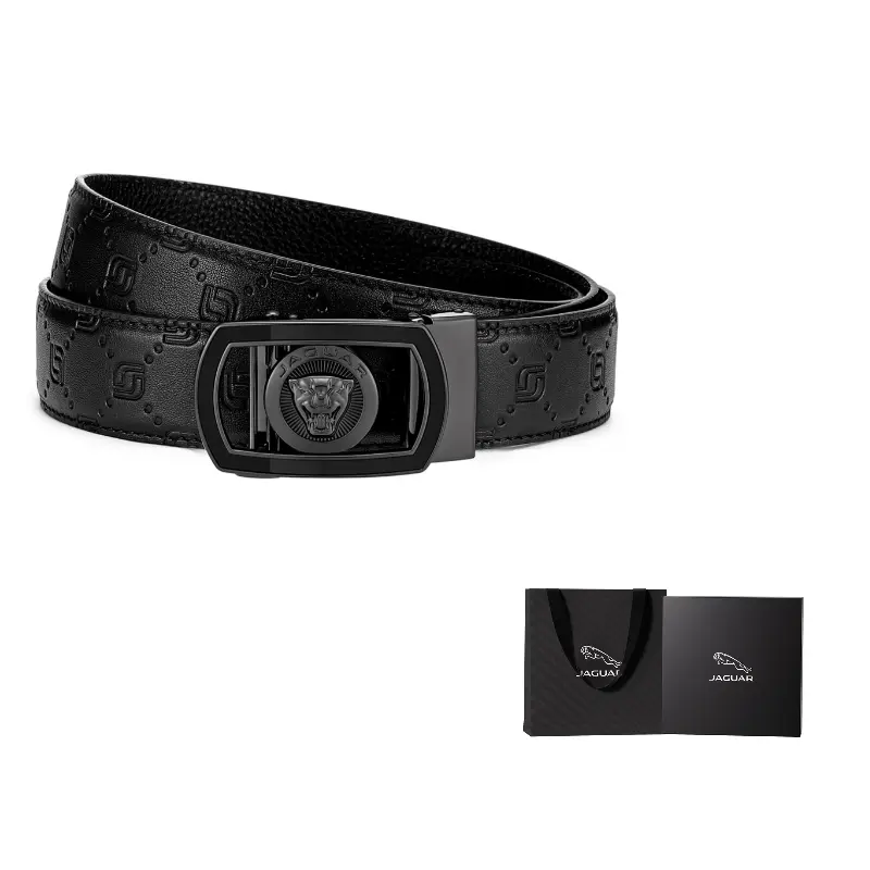 

JAGUAR Мужской ремень из коровьей кожи черный шириной 3.45 см, Black