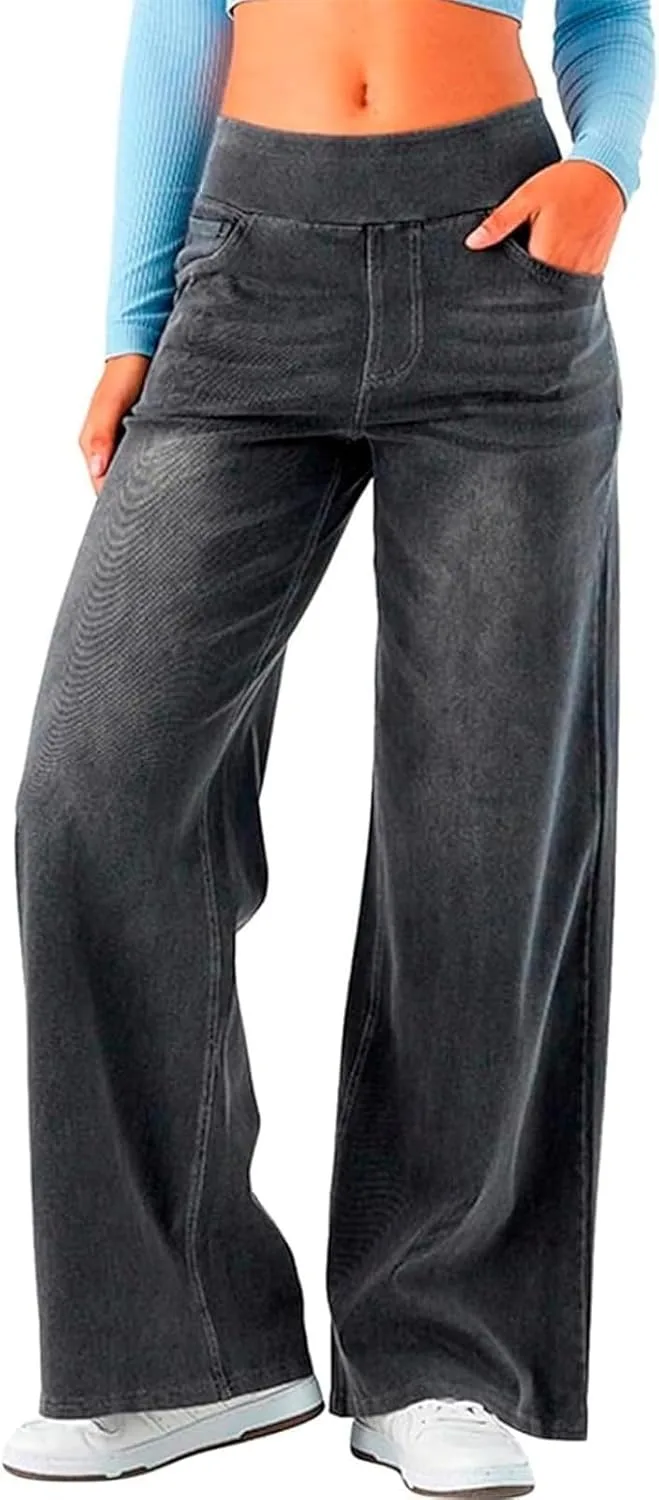 

Женские джинсы прямого кроя, джинсовые брюки с высокой талией и карманами PETCDIM