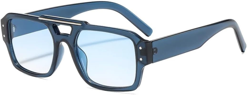 

Ретро женские солнцезащитные очки с персонализированной оправой и заклепками; мужские модные универсальные повседневные очки с защитой от УФ-излучения UV400 UATXTAU, Blue