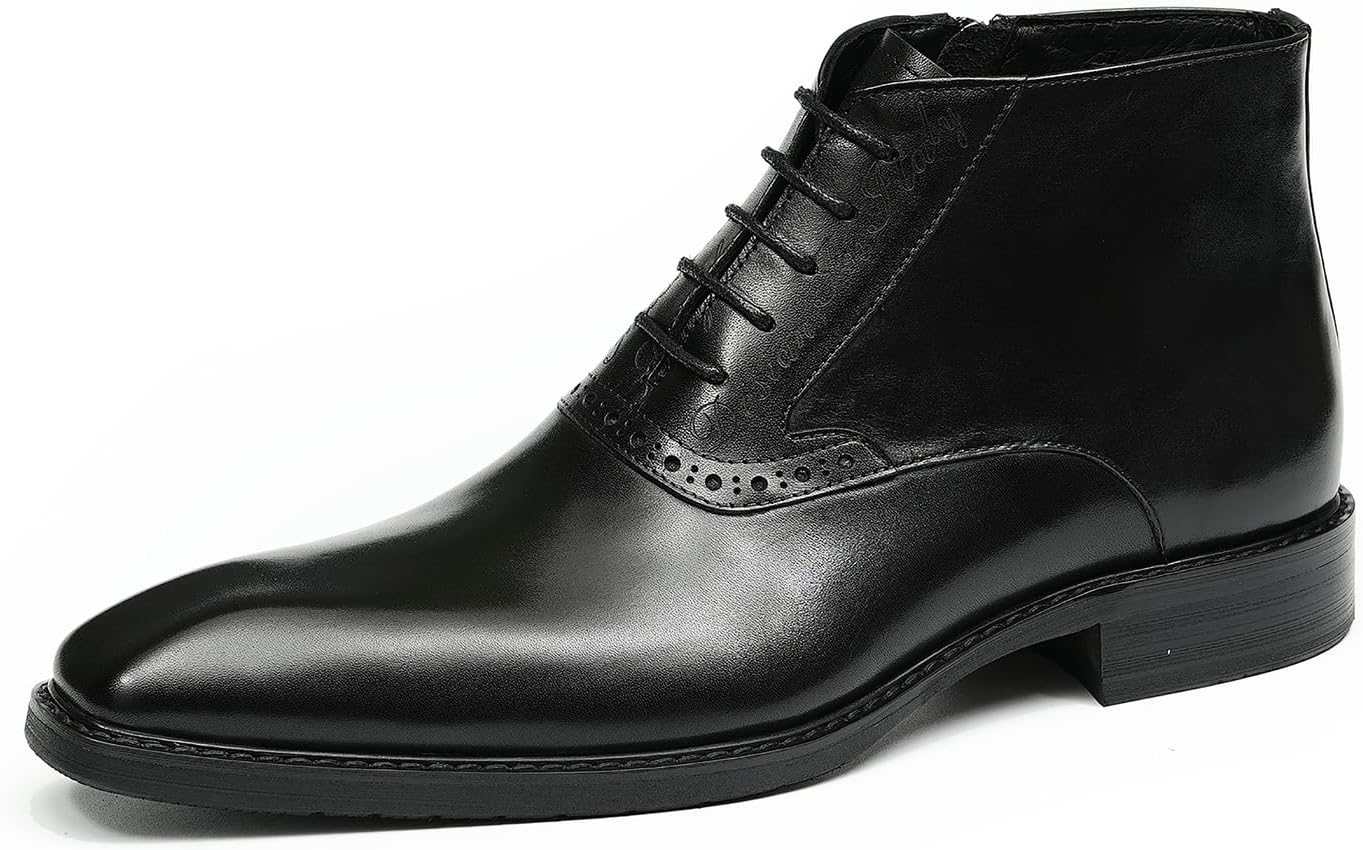 

Мужские ботинки Santimon Chelsea черные, броги, кожаные оксфорды, модные удобные повседневные ботинки на молнии до щиколотки