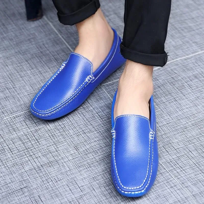 Мужские лоферы на каждый день, кожаные, Royal Blue PUGHGAETZF — фото 4
