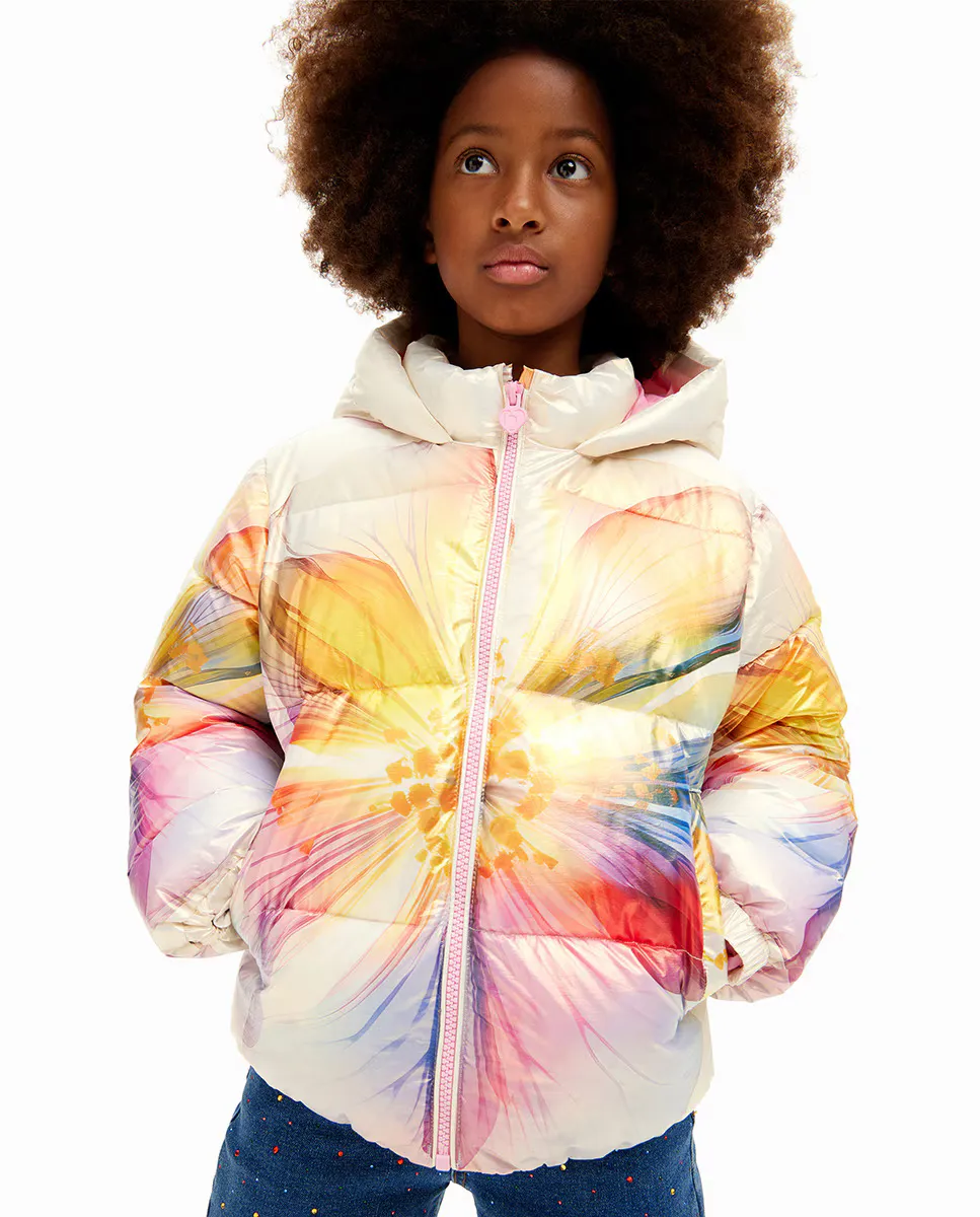 

Детская Стеганая куртка металлик с цветами Desigual, золотой
