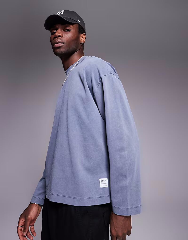 

Футболка свободного кроя ASOS DESIGN из плотной ткани, свободного кроя, темно-синего цвета, с заниженной линией плеч