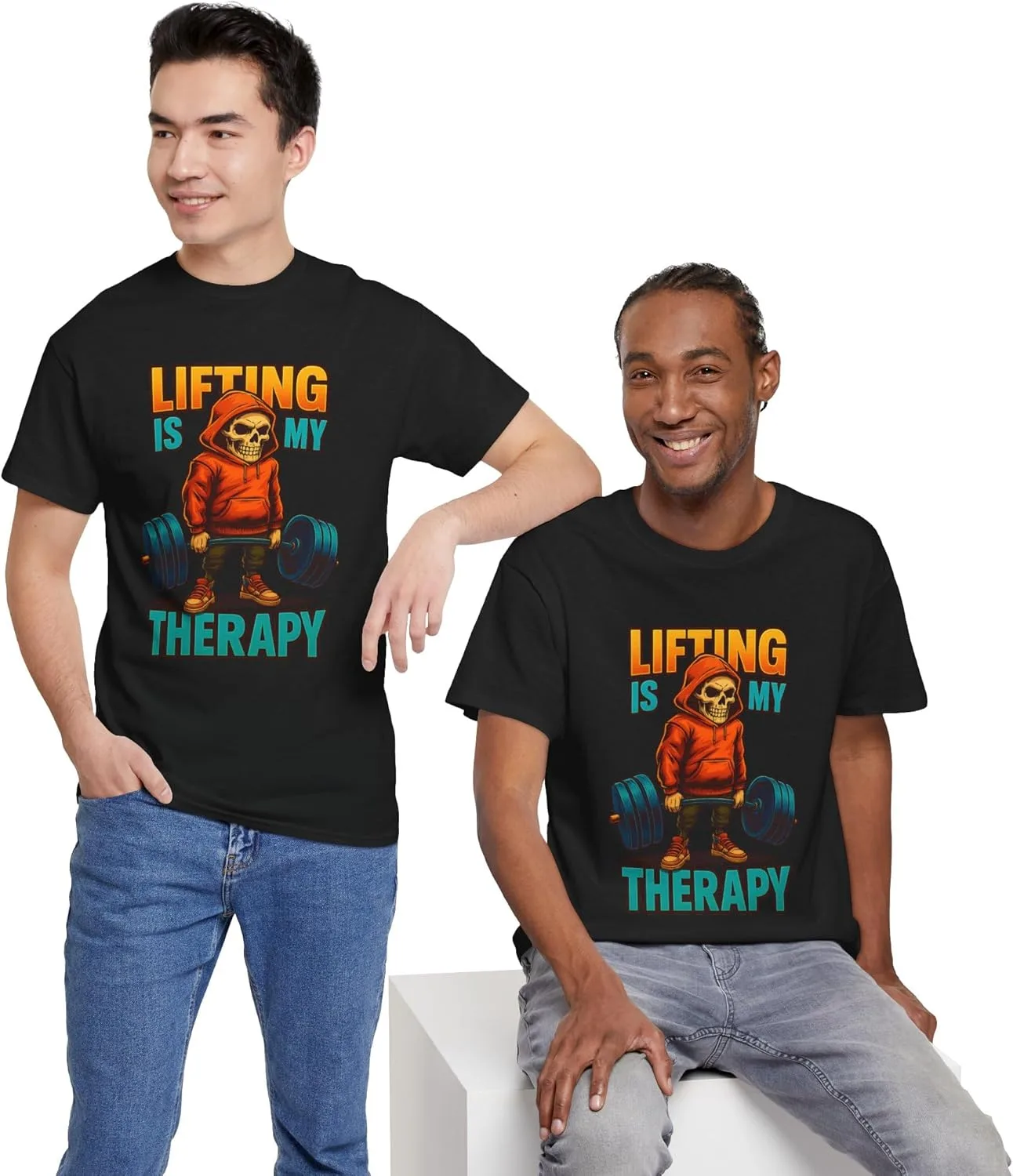 Футболка Unisex Lifting is My Therapy, спортивная майка, одежда для тренажерного зала, фитнес, повседневная одежда, для тяжелоатлетов, пауэрлифтеров, завсегдатаев спортзала GENERIC, черный — фото 2
